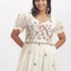 Ivory Bird Embroidered Anarkali Dress